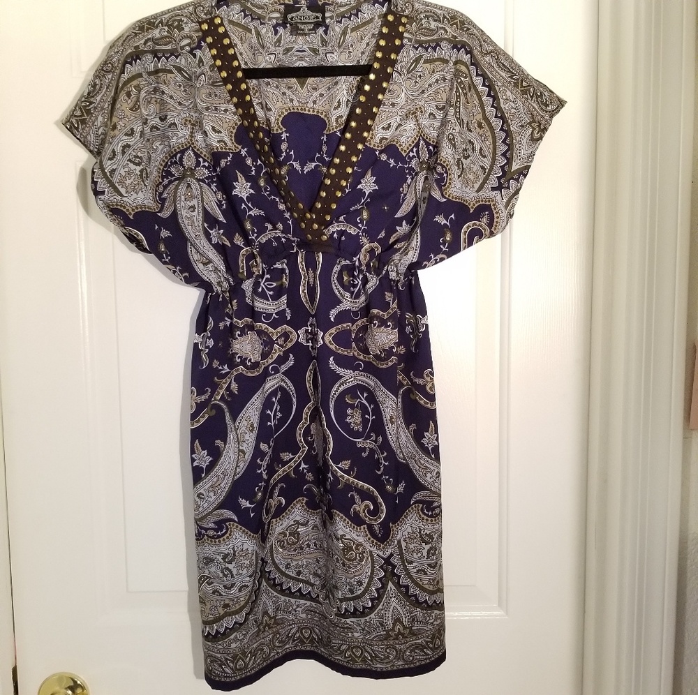 Angie Brand Deep Blue Studded Deep Green Dress